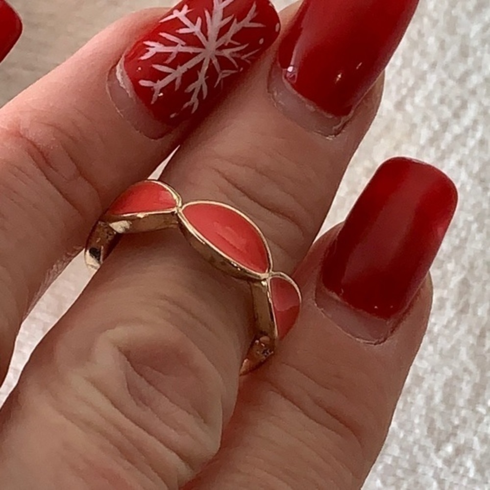 💐5/25 orange enamel gold tone elegant band ring - Picture 2 of 7